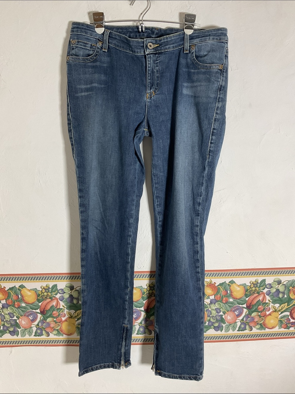JLO by Jennifer Lopez Zipper Ankle Hem Skinny Jeans Size 15 Blue Med Wash